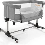 nordmiex 3 in 1 Baby Crib Bedside Crib,Baby Bassinet,Baby Bed Adjustable Portable Bed for Infant/Baby,Khaki